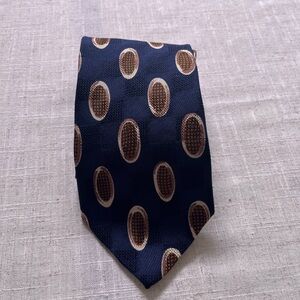 Boss Navy and Brown Patterned Tie